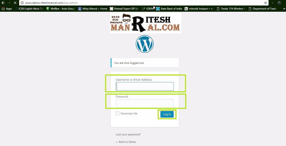 wordpress लॉग इन url PATH